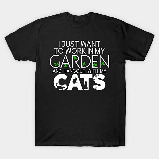 i just want to work in my garden cats T-Shirt by Jabinga